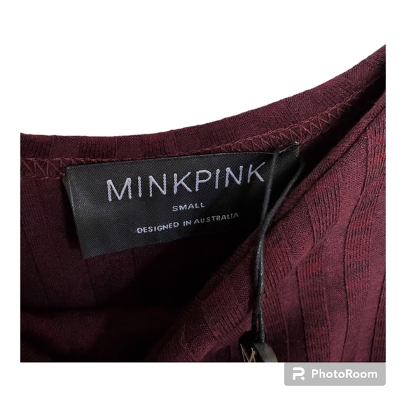 MINKPINK revolve nora waist tie midi dress wine red marie small - Picture 7 of 7